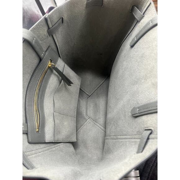 Auth CELINE Cabas Phantom Small With Belt Gray Soft grained calfskin - Picture 15 of 16